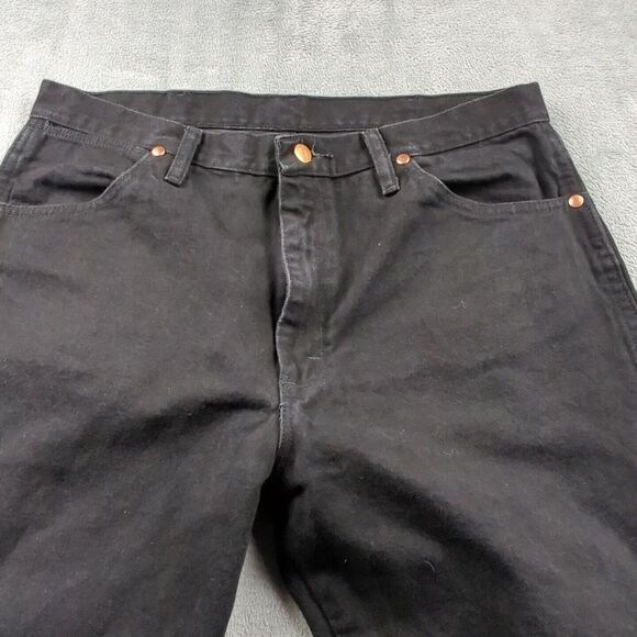 Wrangler Jeans Mens 35 x 32.5‎ Black 13MWZWK Cowboy Cut Black Denim Vintage - Picture 2 of 11